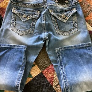 MISS ME Blue CAPRIS with Embellished Design